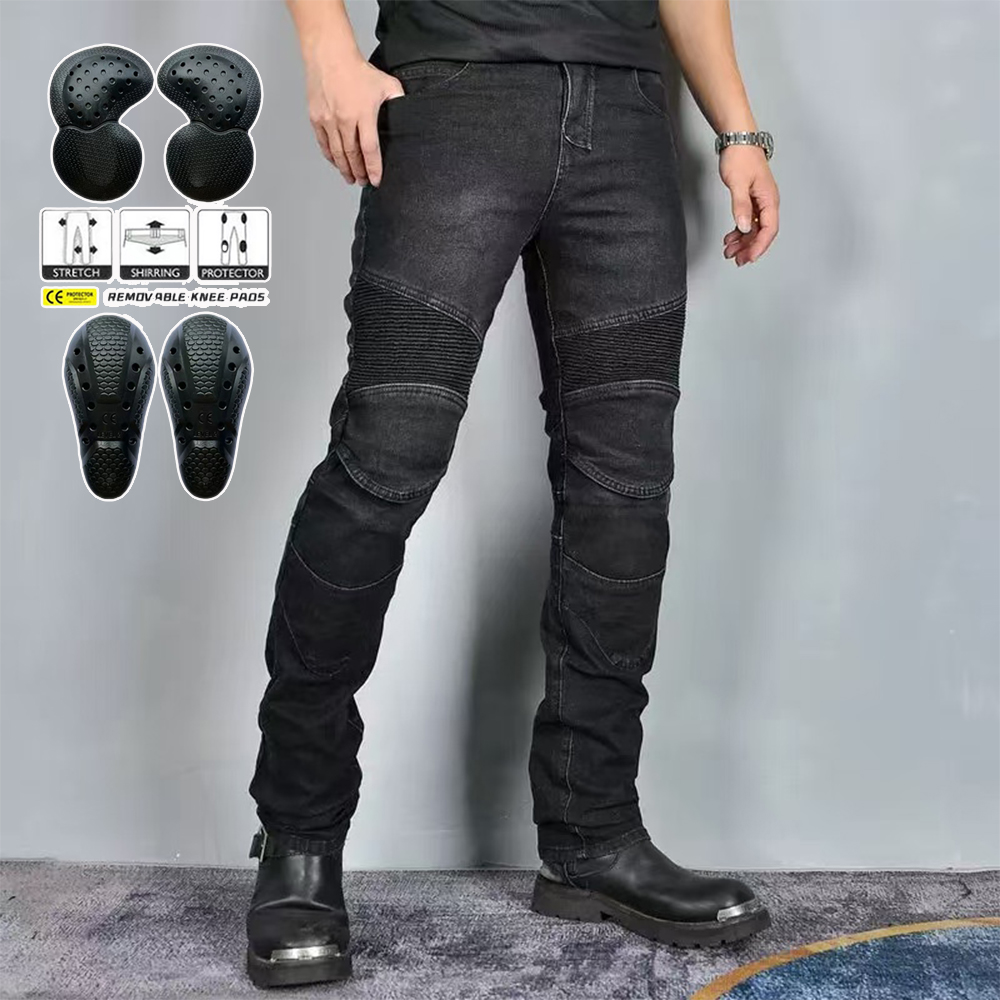Motorcycle Gear Jeans - Nieuwe motorcross zwart grijze broek heren